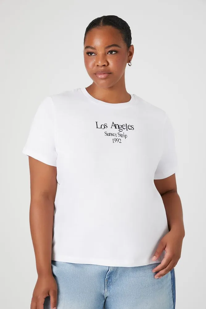 Forever 21 Women s Sunset Strip Graphic T Shirt in White Black 3X