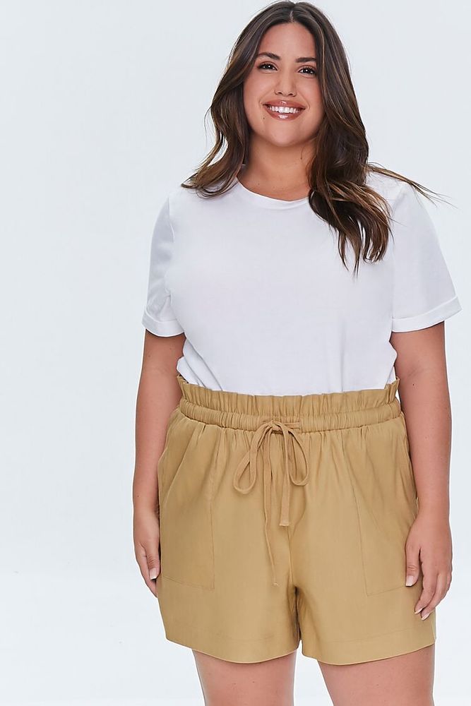 Forever 21 Women s Linen Paperbag Shorts in Walnut 0X