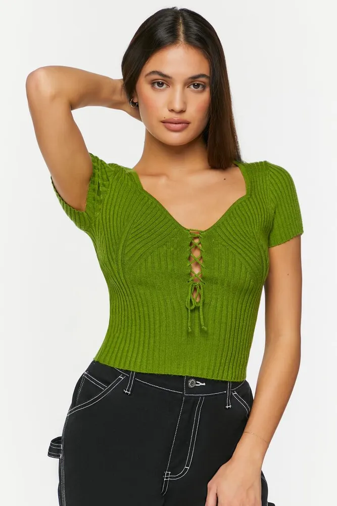 Forever 21 lace up sweater sales