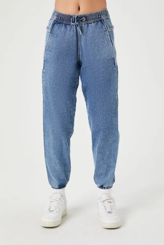 Denim drawstring store joggers womens