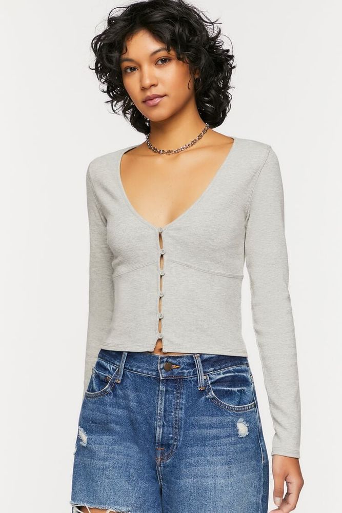 Button front crop top forever 21 hotsell