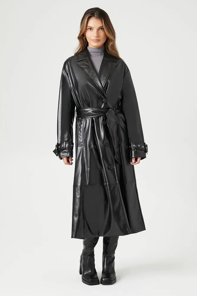 Black trench coat forever 21 clearance
