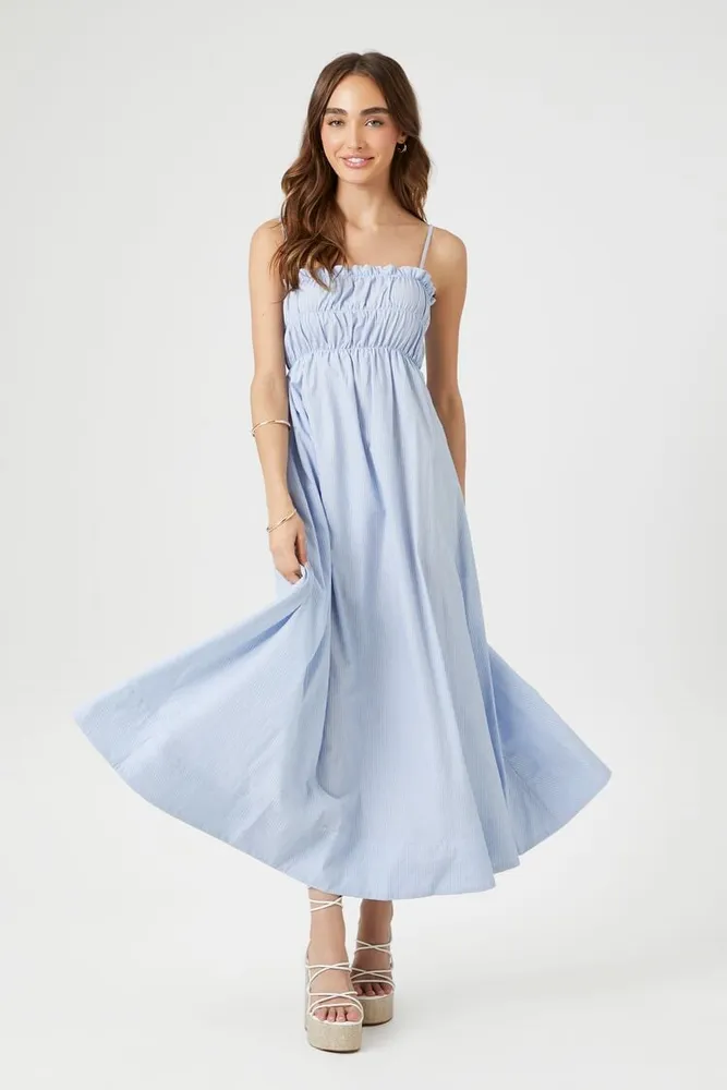 Forever 21 Women s Cotton Midi Cami Dress in Light Blue Ivory