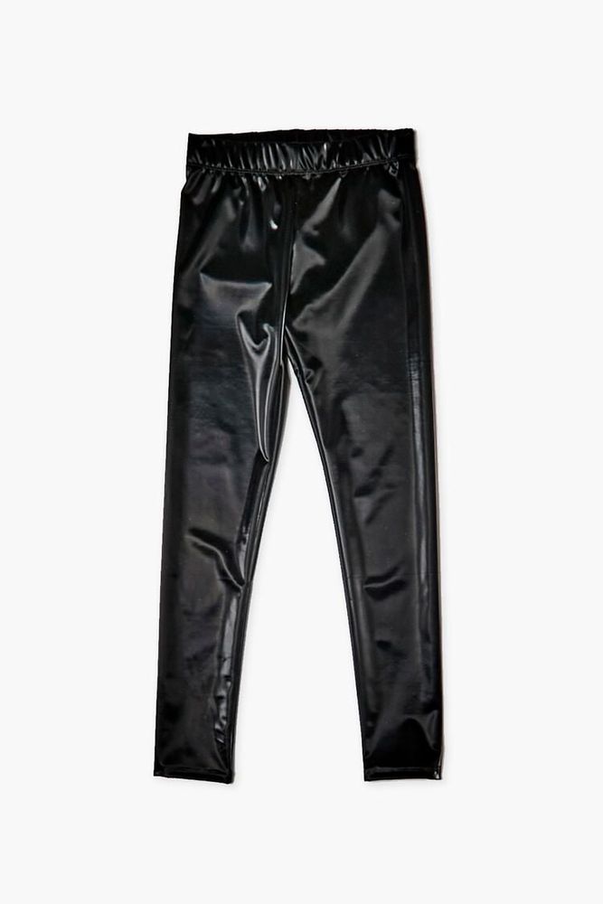 Forever 21 Girls Faux Leather Leggings Kids in Black 11 12