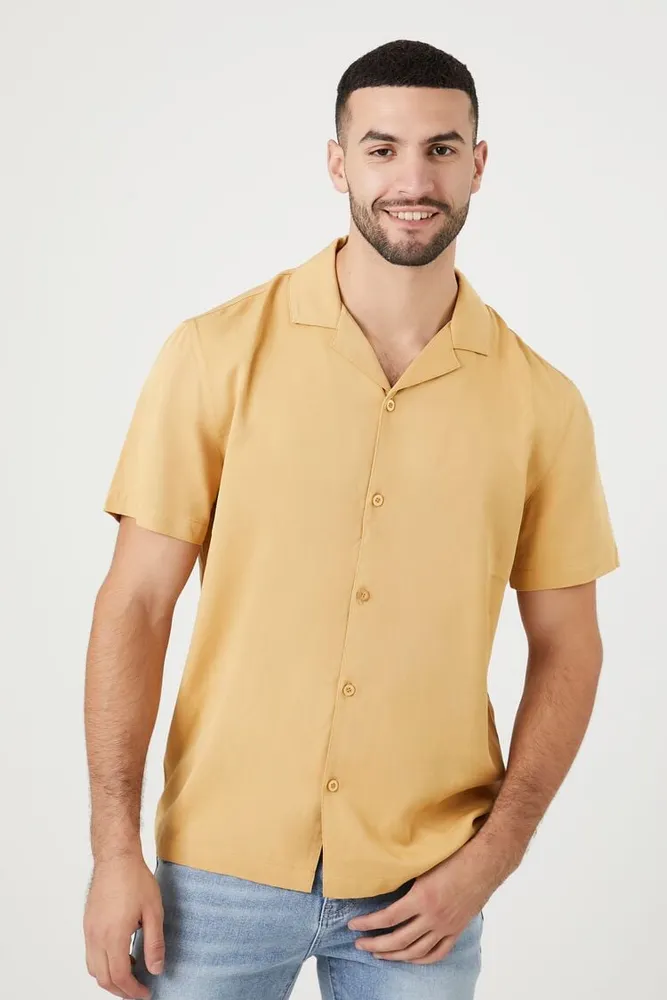 Forever 21 Men Rayon Short Sleeve Shirt Camel CoolSprings Galleria