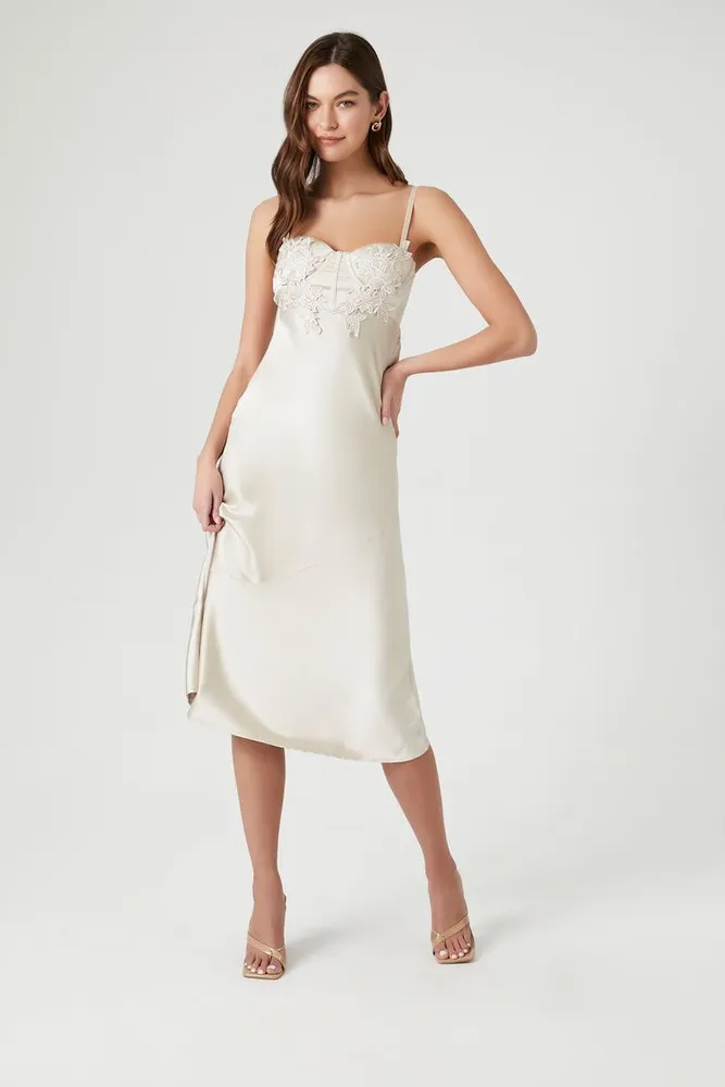 Cream midi deals slip dress