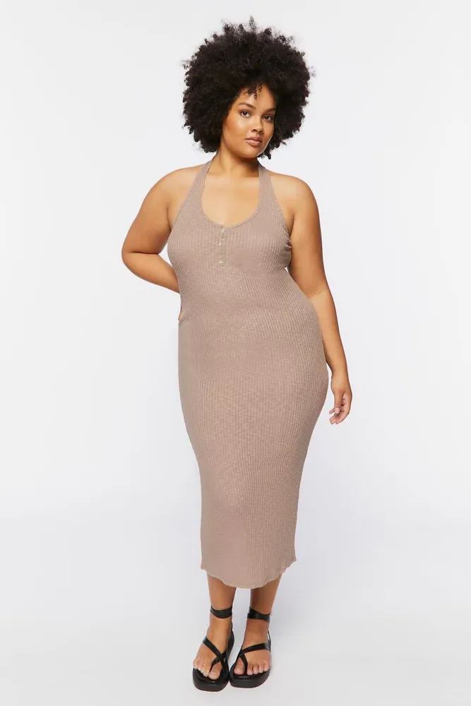 Forever 21 Women s Halter Midi Dress in Taupe 1X CoolSprings