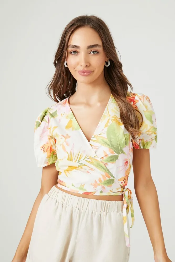 Forever 21 floral wrap top clearance