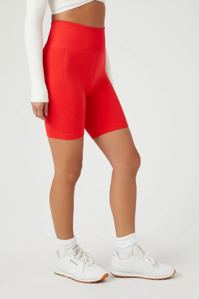Forever 21 Women s Active Seamless High Rise Biker Shorts in Fiery