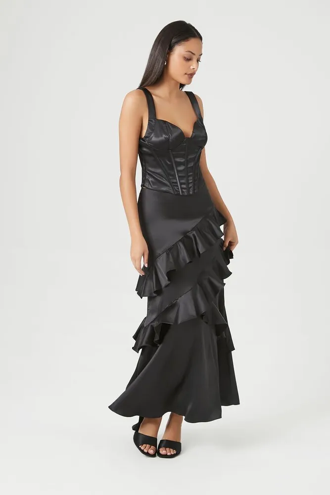 Chiffon ruffle store maxi skirt