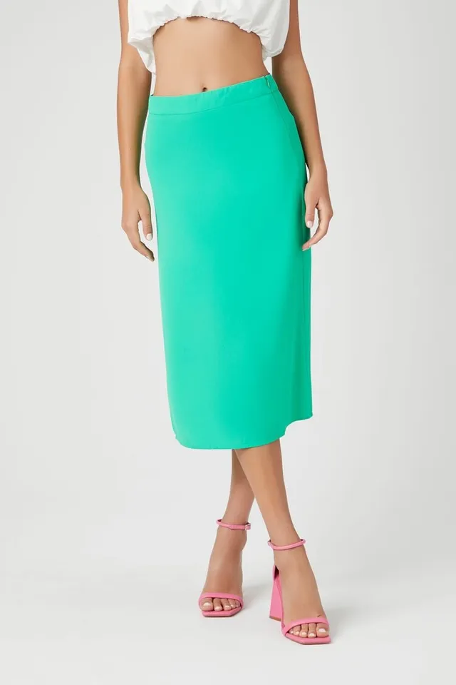Forever 21 Women s Midi Column Skirt in Green XS CoolSprings