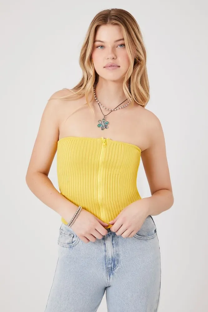 Forever 21 yellow tube top top