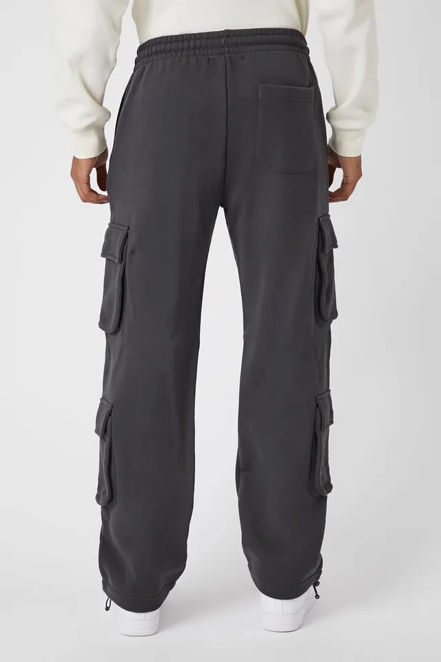 Forever 21 Men Toggle Drawstring Cargo Pants in Dark Grey