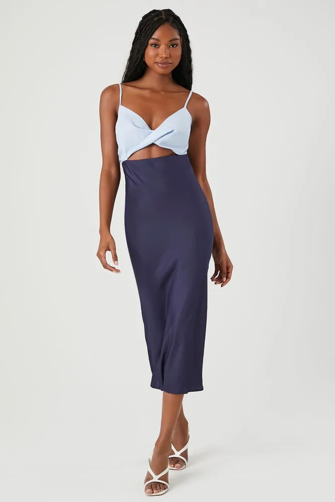 Forever 21 Women s Colorblock Twisted Cutout Midi Dress in Light