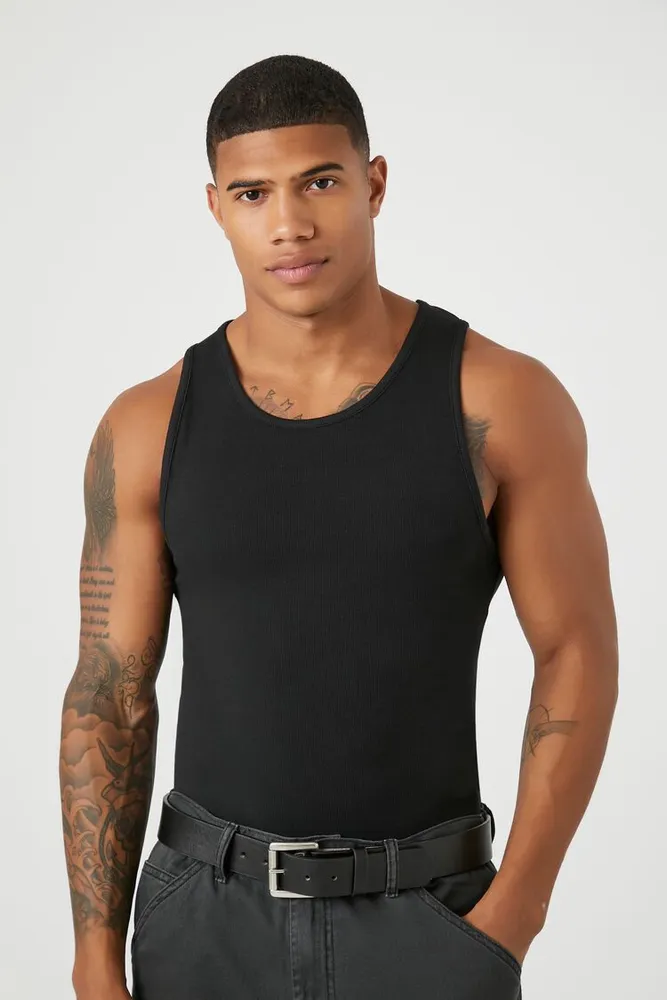 Forever 21 Men Ribbed Knit Tank Top in Black Medium Plaza Las