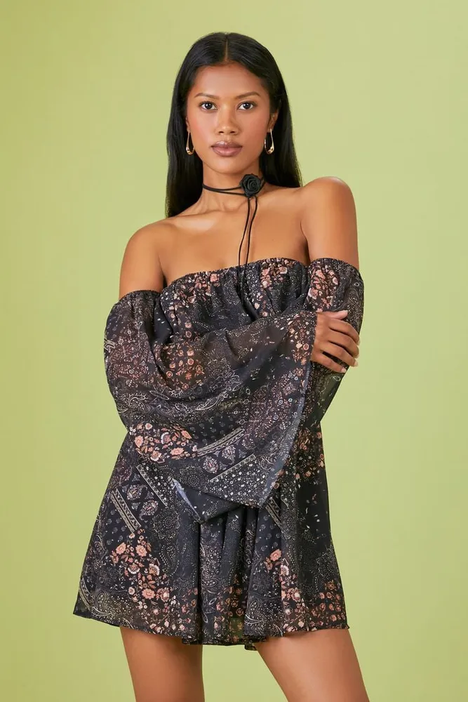 Forever 21 floral off the sales shoulder dress