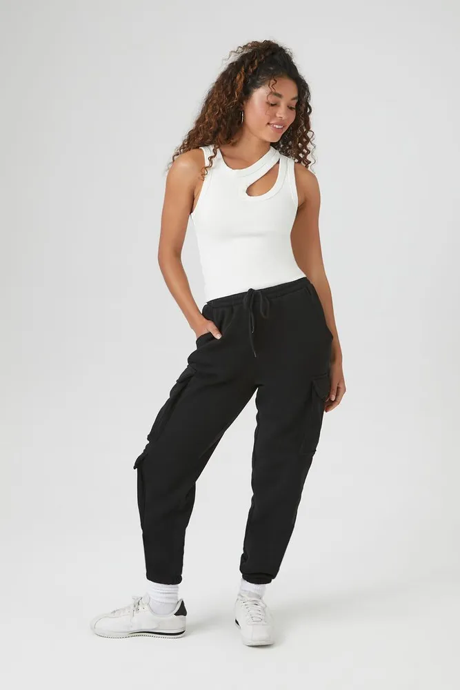 Forever 21 Women s Drawstring Cargo Joggers in Black Medium