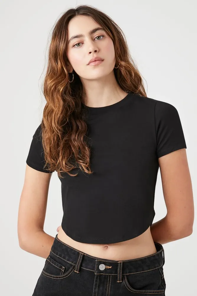 Womens curved hem t shirt sales