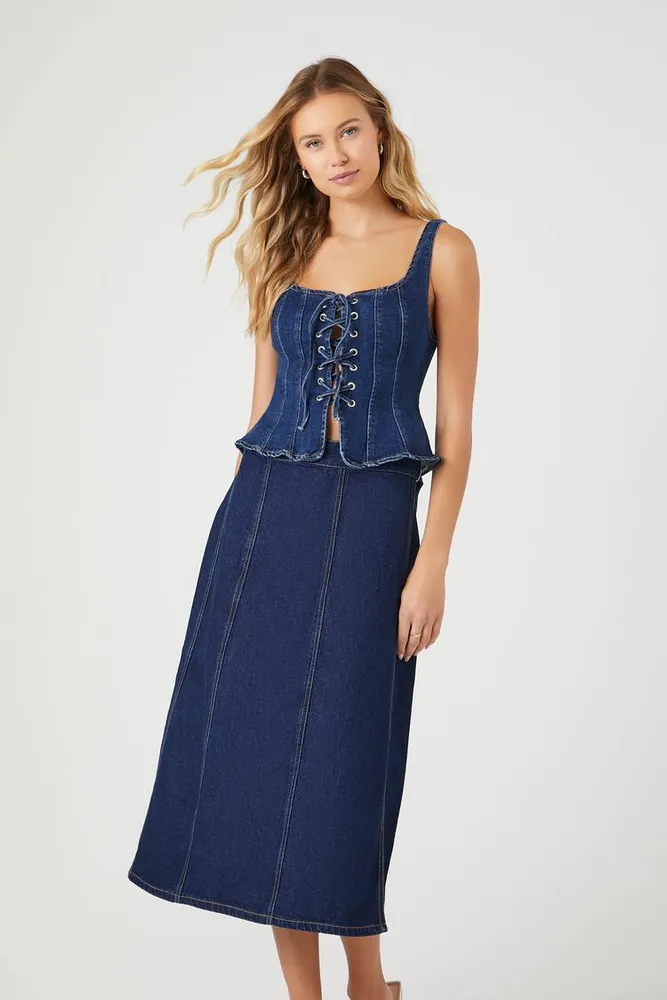 Forever 21 denim midi skirt store