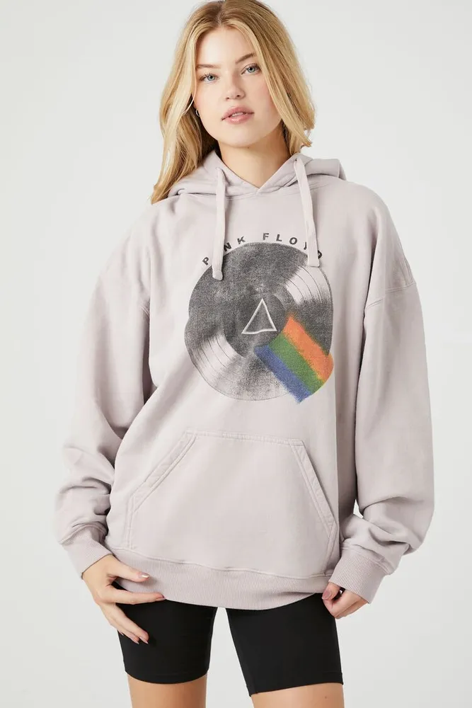 Forever 21 Women s French Terry Pink Floyd Graphic Hoodie in Taupe