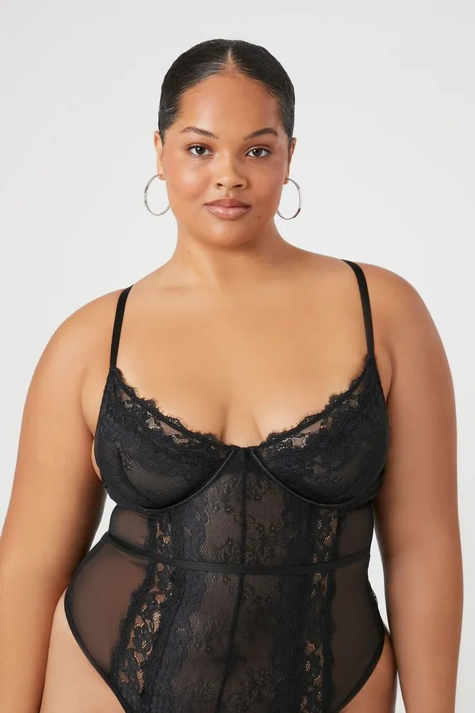 Forever 21 Women s Lace Lingerie Bodysuit in Black 3X