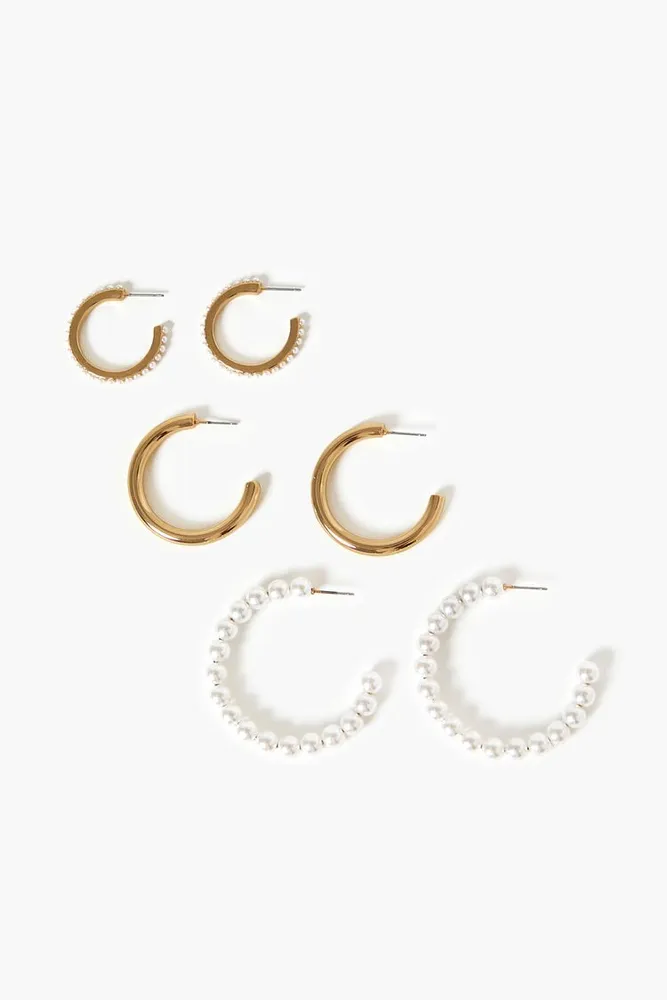 Forever 21 top pearl hoop earrings