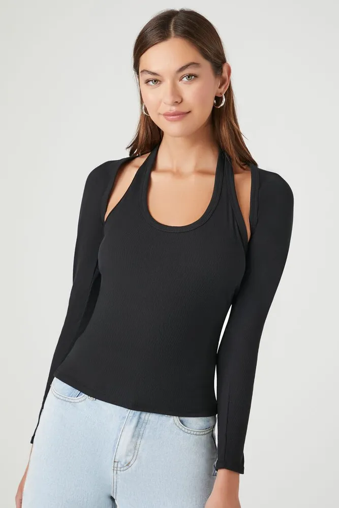 Forever 21 Women s Halter Top Bolero Shrug Set in Black Small