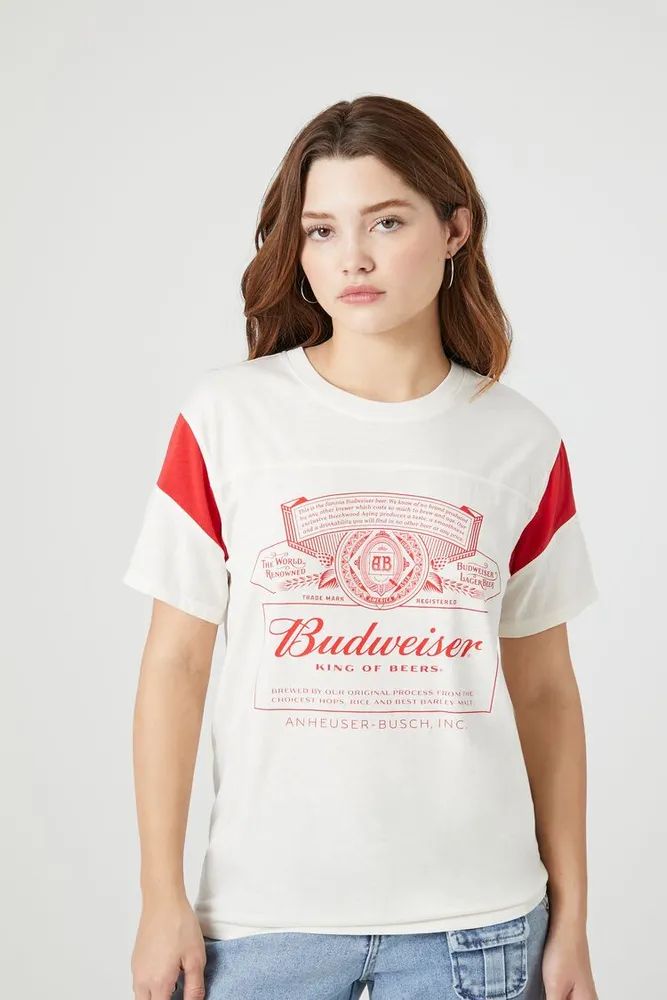 Forever 21 Women s Budweiser Graphic T Shirt in Cream XL