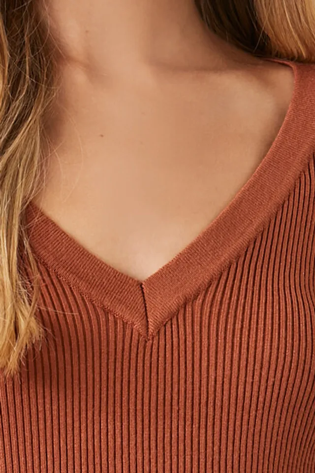 Forever 21 ribbed v neck top cheap