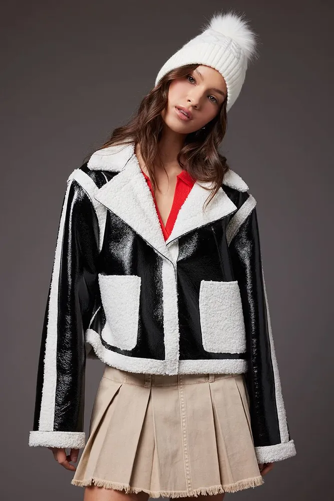 Forever 21 Women s Faux Shearling Trim Button Front Jacket in