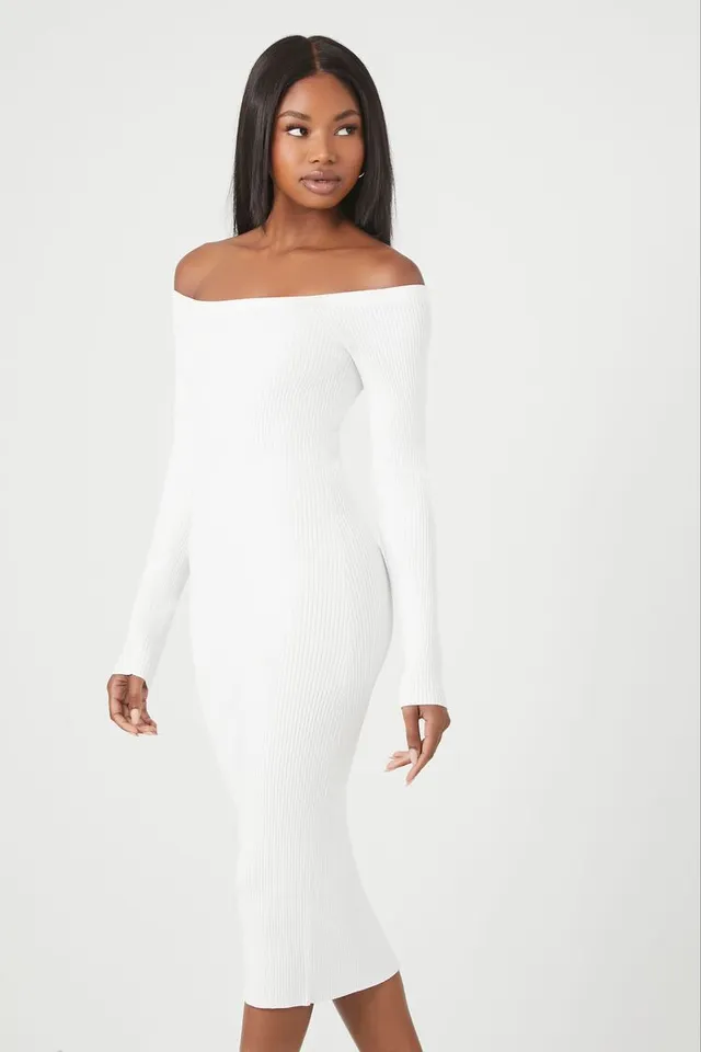 Forever 21 Women s Glitter Off the Shoulder Sweater Midi Dress in