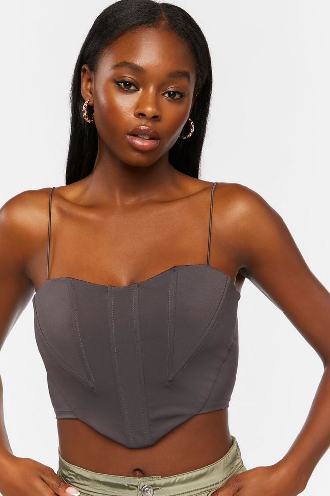 Forever 21 Women s Bustier Crop Top in Charcoal Large