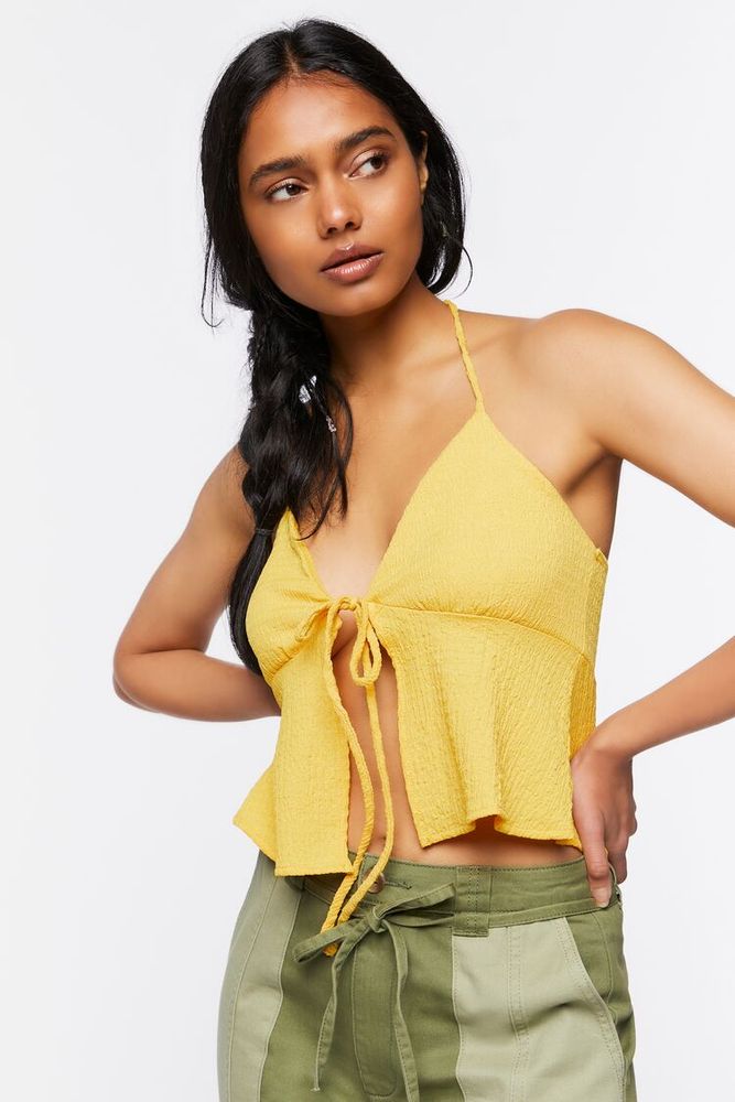 Yellow halter crop top on sale
