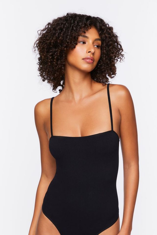 Forever 21 Women s Seamless Ribbed Bodysuit in Black Large