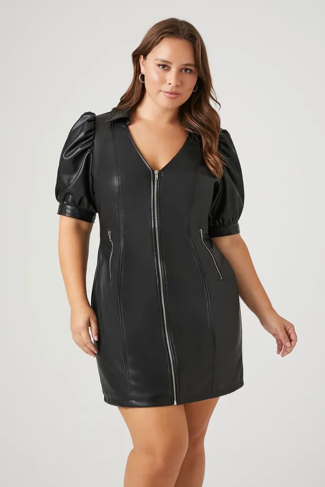 Forever 21 Women s Faux Leather Mini Dress in Black 1X Plaza