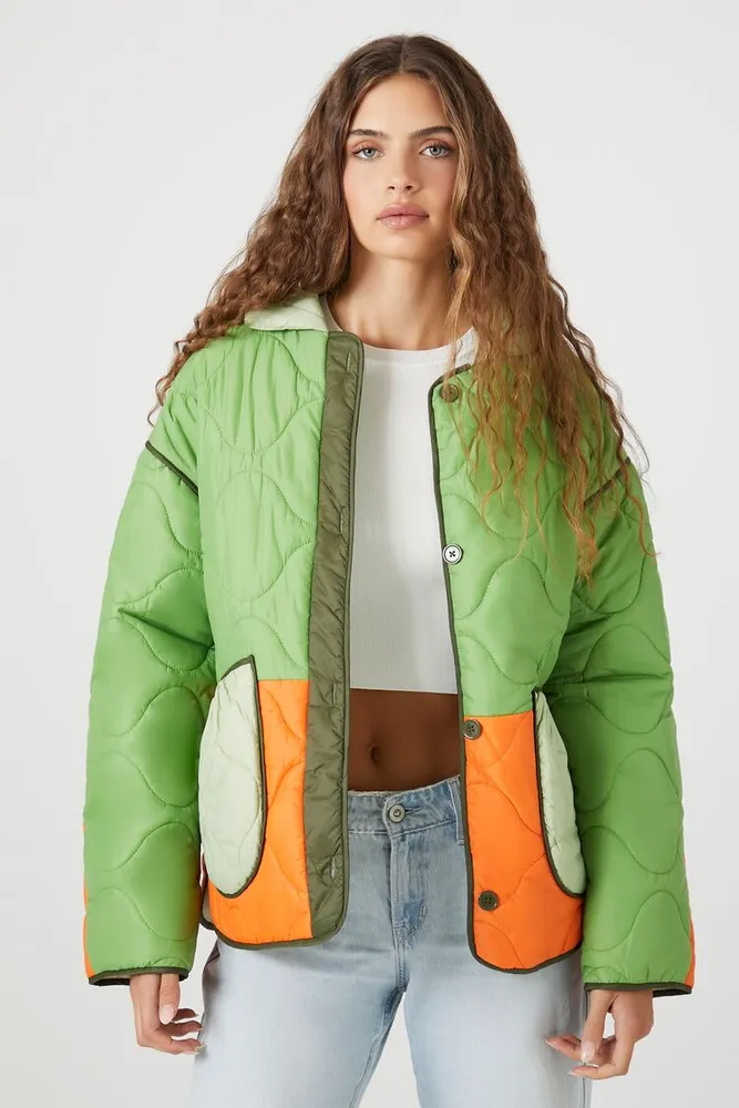 Forever 21 Women s Quilted Colorblock Puffer Jacket Vancouver Mall