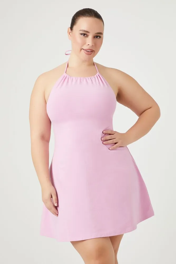 Womens pink fit and flare dress discount