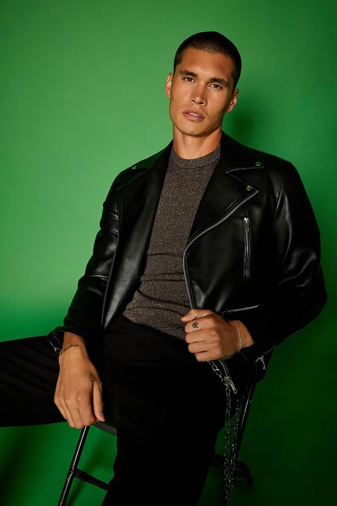 Forever 21 mens leather jacket deals