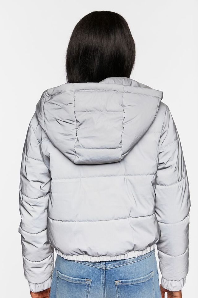 Reflective iridescent puffer jacket forever 21 hot sale