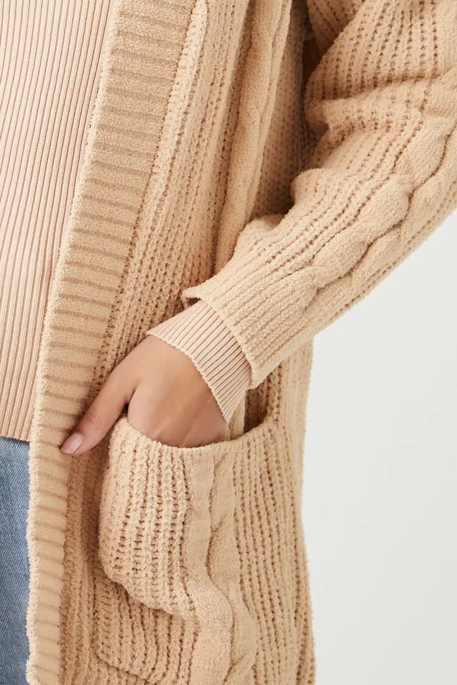 Forever 21 Women's Open-Front Cardigan Sweater Taupe | MainPlace Mall