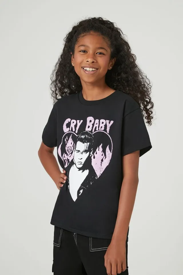 Forever 21 Girls Cry Baby Graphic T-Shirt (Kids) in Black, 9/10
