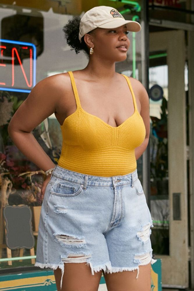 Yellow cropped cami cheap