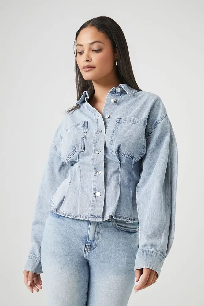 Womens denim sale shirt forever 21