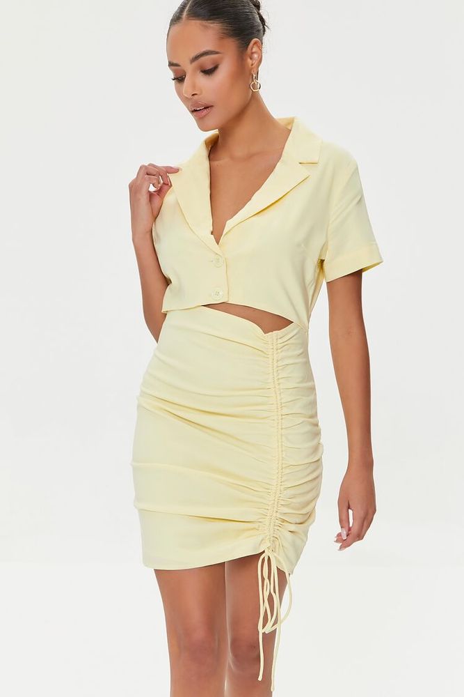 Pale yellow hotsell bodycon dress