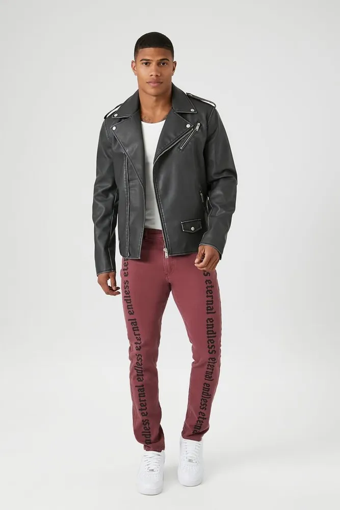 Forever 21 mens leather jacket top