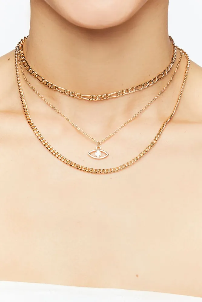 Forever 21 Women s Evil Eye Pendant Layered Necklace in Gold