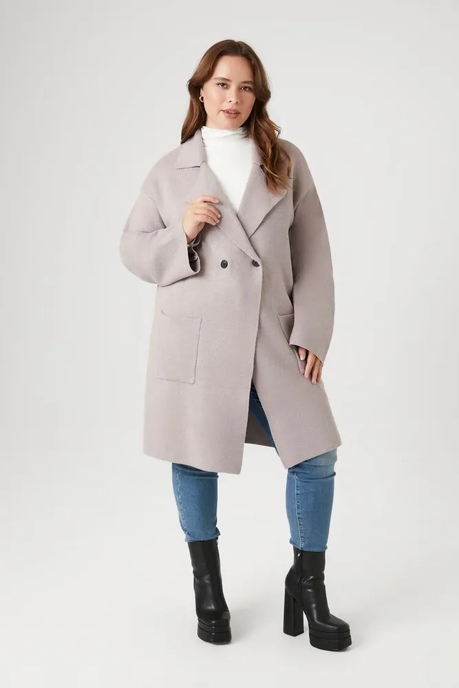 Forever 21 Women s Double Breasted Longline Coat Tan Vancouver Mall