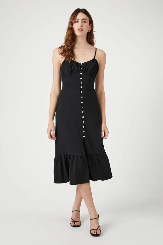 Forever 21 Women s Flounce Midi Cami Dress in Black XS