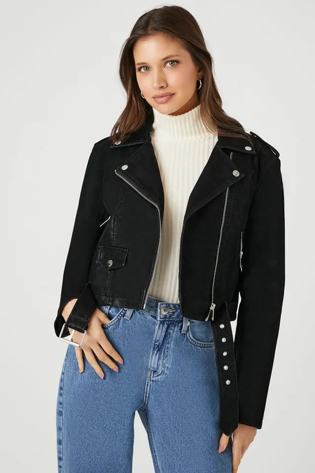 Leather jacket with shop patches forever 21