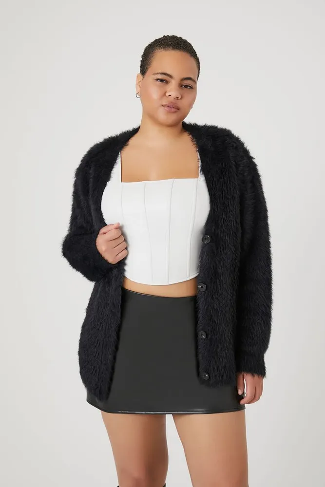 Black fuzzy top sweater forever 21